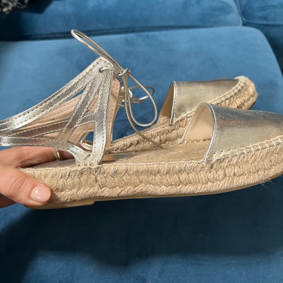 Zara gold metallic lace up espadrilles size 6 - Picture 6 of 9